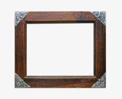 木框摄影复古暗色木质手制相册框高清图片