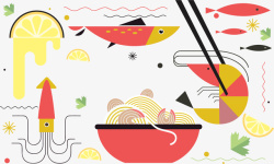 夏季美食创意夏季海鲜面装饰图案矢量图高清图片