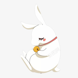 白色铃铛戴铃铛的兔子高清图片