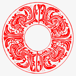 圆形红色汉代花纹素材
