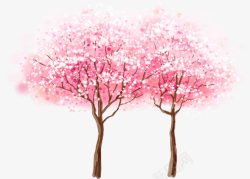 粉色唯美春天桃花树木素材