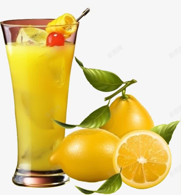 冰镇柠檬汁png免抠素材_88icon https://88icon.com 果汁 水果 饮品 饮料 黄色