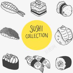 手卷卡通手绘日式寿司高清图片