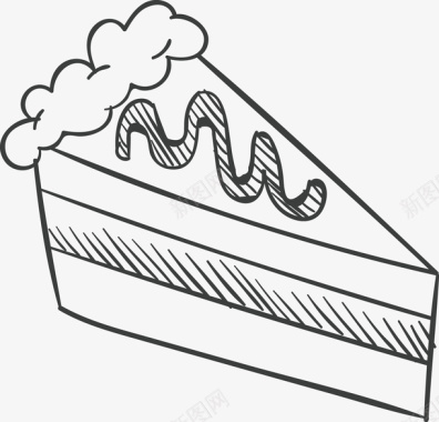 单线插图线描蛋糕矢量图图标图标