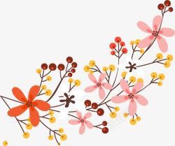 多彩叶子手绘多彩花朵高清图片