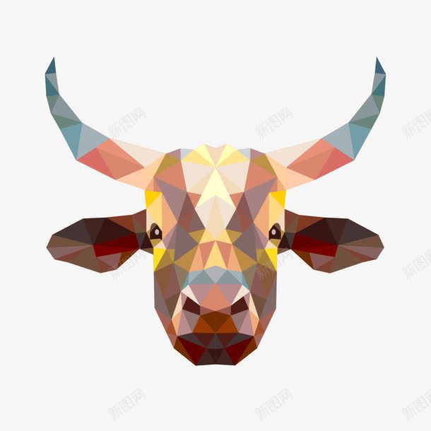 创意牛头png免抠素材_88icon https://88icon.com 几何牛头 几何立体拼图 创意 牛 牛头像 牛角骷髅 装饰