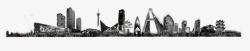 美国地标建筑手绘黑白成都城市剪影高清图片