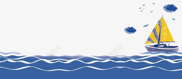 卡通海面png免抠素材_88icon https://88icon.com 卡通 帆船 水面 波浪纹 海上