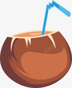 椰子汁褐色卡通矢量图素材