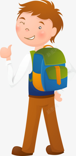 开学季背着书包的小男孩素材
