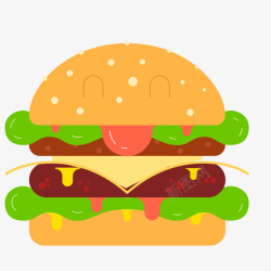 扁平化美食可爱表情汉堡包矢量图高清图片