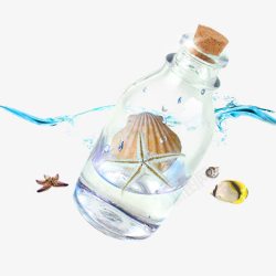 海星动物美好愿望的漂流瓶高清图片