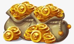 游戏道具金币金币袋子图标高清图片