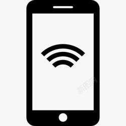 WiFi无线连接智能手机和无线互联网图标高清图片