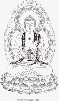 佛祖透明素材如来佛祖线描图案高清图片