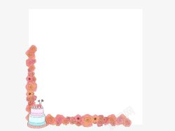 粉色小花卡通生日蛋糕边框高清图片