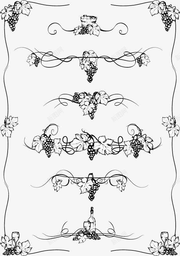 黑色花纹边框葡萄枝png免抠素材_88icon https://88icon.com PNG免抠元素 复古葡萄 简笔画葡萄 线描葡萄 线稿葡萄 花纹 葡萄 葡萄枝 边框 黑色