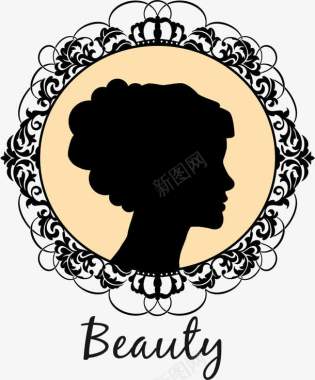 美发沙龙logo女性发型剪影图标图标