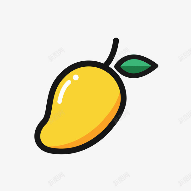 黄色手绘芒果食物元素png免抠素材_88icon https://88icon.com 叶子 吃的 扁平化 手绘 水果 芒果 食物 黄色