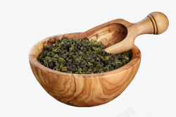 乌龙茶养生木器器皿盛放茶叶高清图片