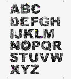 设计字体机械机械效果英文字母高清图片