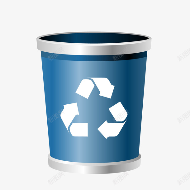 卡通可回收垃圾的垃圾桶png免抠素材_88icon https://88icon.com 卡通 可回收垃圾 垃圾分类 垃圾桶 蓝色