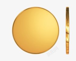 金色货币金色圆形光滑的古代硬币正侧面实高清图片