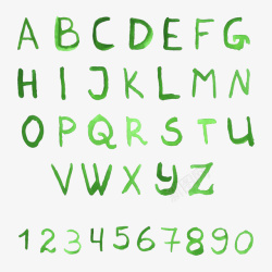 手写字母手绘手写绿色字母数字高清图片