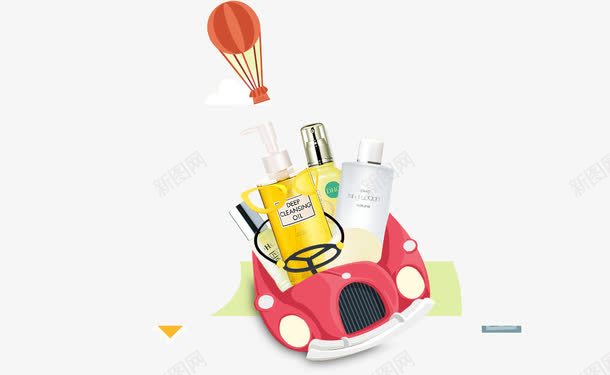 卡通汽车png免抠素材_88icon https://88icon.com 化妆品 热气球 粉色卡通汽车