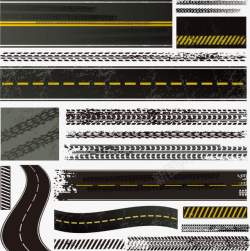 警示线高速公路轮胎印高清图片