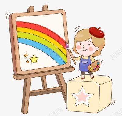 儿童涂鸦画板与卡通小孩图标图标