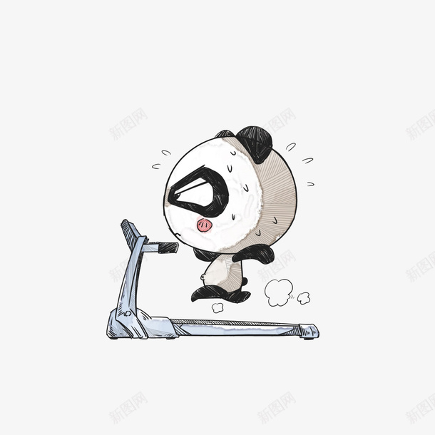 卡通手绘跑步机上锻炼的熊猫png免抠素材_88icon https://88icon.com 减肥 减肥塑形 卡通熊猫 发怒熊猫 塑形 奔跑熊猫 挥汗如雨 熊猫人 跑步logo 跑步机 跑步运动