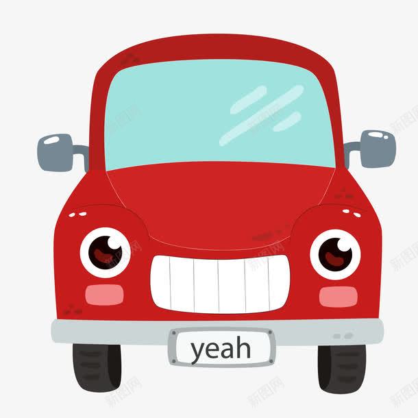 红色的小汽车正面png免抠素材_88icon https://88icon.com 交通工具 卡通 可爱 微笑 正面 汽车 红色