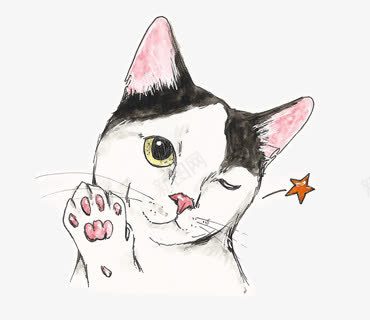 调皮的猫咪png免抠素材_88icon https://88icon.com 小猫 手绘 星星 歪头猫咪 眨眼