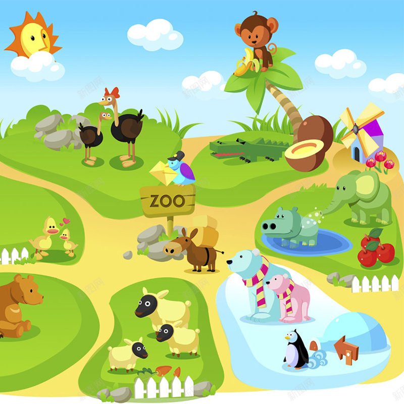 儿童主题元素jpg设计背景_88icon https://88icon.com 主图 儿童动物公园 卡通 手绘 童趣