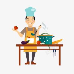 大赛海报手绘卡通厨房做饭男人高清图片