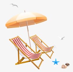 暑期旅行沙滩椅沙滩伞图标高清图片