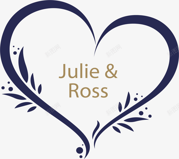 深蓝色爱心边框请帖矢量图ai免抠素材_88icon https://88icon.com 婚礼请帖 树叶边框 爱心边框 矢量png 蓝色边框 邀请函 矢量图