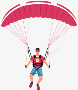 红色降落伞一个红色跳伞运动员高清图片