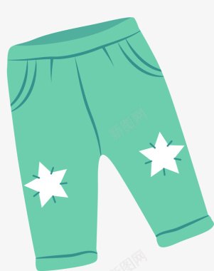 线框绿色卡通宝宝裤子矢量图图标图标