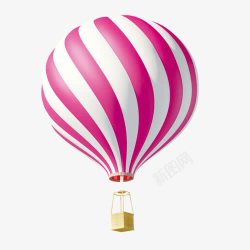 粉色白色条纹相间热气球素材