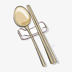 一双筷子和一个勺子矢量图素材