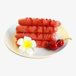 番茄樱桃一盘番茄味烤肠高清图片