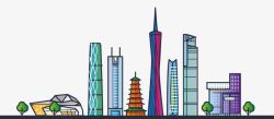 广州城市手绘广州城市建筑矢量图高清图片