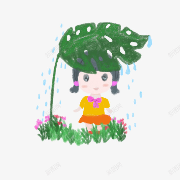 树叶下的小女孩png免抠素材_88icon https://88icon.com 下雨了 女孩 春天 树叶