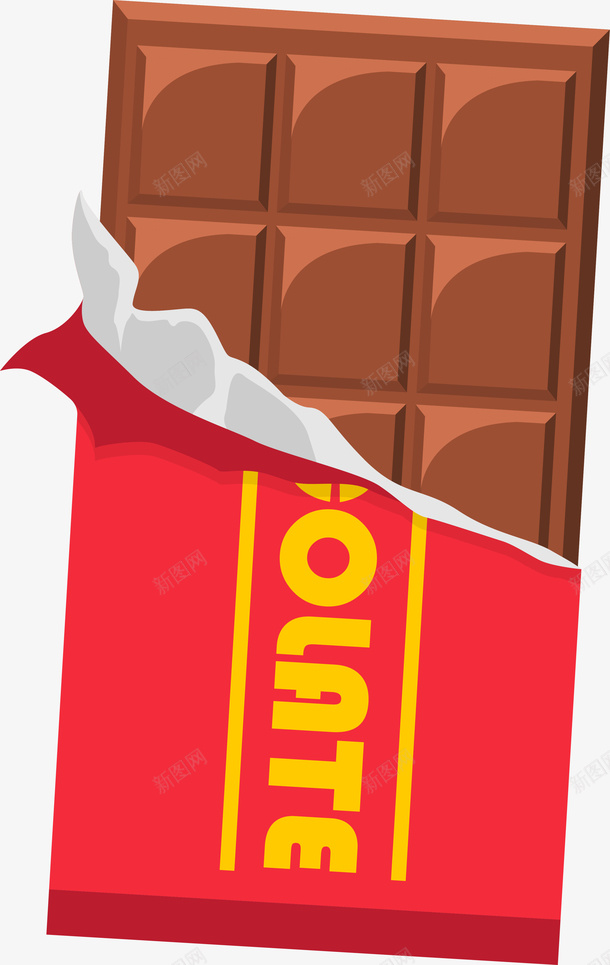红色包装的巧克力png设计背景_88icon https://88icon.com 一块 卡通 女孩 巧克力块 矢量图案 红色包装 零食 食物