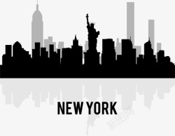 美国纽约黑灰色美国纽约剪影高清图片