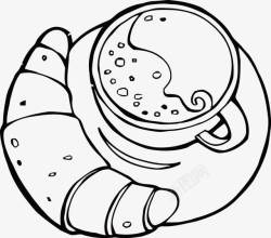 咖啡甜点艺术字牛角面包加咖啡高清图片