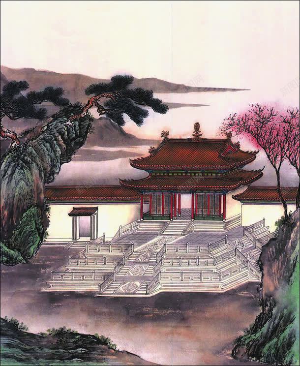 青墨山水画png免抠素材_88icon https://88icon.com 国画 山水风光 水墨画 青墨山水画