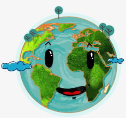 卡通地球日绿色世界地球日背景装饰高清图片